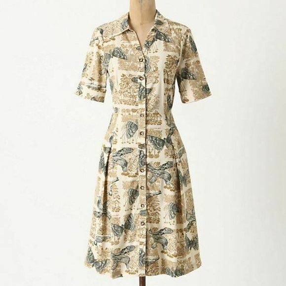 Anthropologie Dresses & Skirts - GIRLS FROM SAVOY Butterfly/Bird Shirtdress Pinwale Corduroy anthropologie